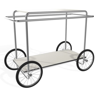 M4R Serving Trolley, White lacquered / nickel, Without bottle holder