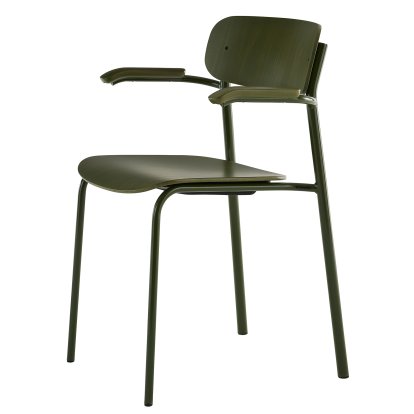 S 243 F Armchair, Olive green (RAL 6003), Olive green stained beech (RAL 6003)