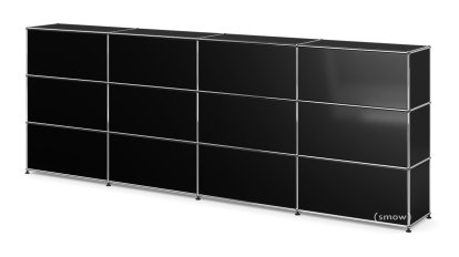 USM Haller Counter Type 1, Graphite black RAL 9011, 300 cm (4 elements), 35 cm