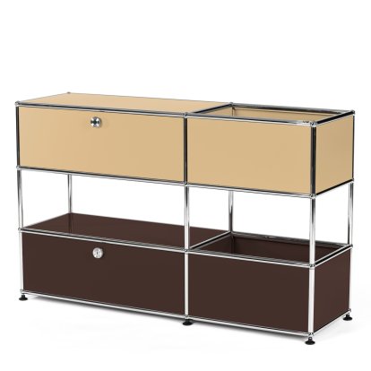 USM Haller Kids Sideboard M With Storage Boxes, Bicoloured, USM beige - 	USM brown, With drop-down door