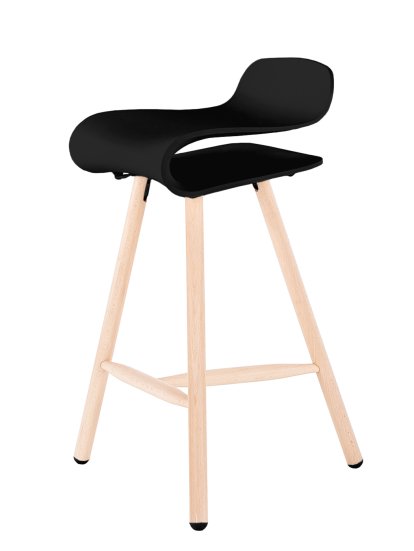 BCN Bar Stool Wood, black, Beech