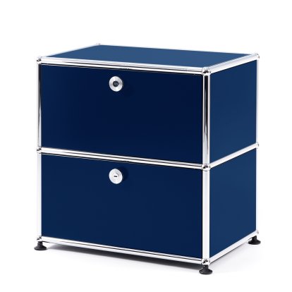 USM Haller Bedside Table with 2 Drop-down Doors, Steel blue RAL 5011