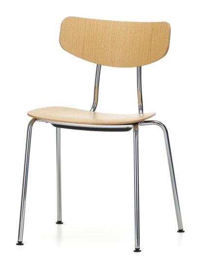 Moca Chair, Natural oak, Polished chrome