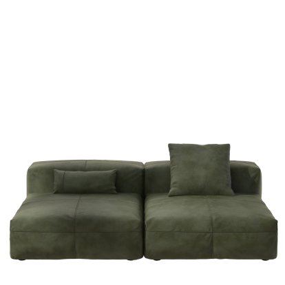 Vetsak Sofa Set 1, L, Leather - Olive, With cushions