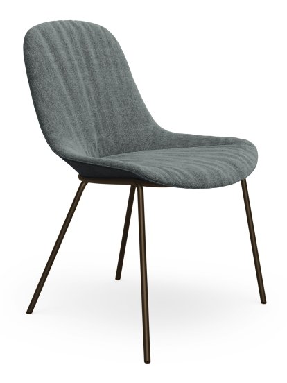 Sheru Chair, Fabric Gaia silver, Vintage leather black, Matt bronze powder-coated