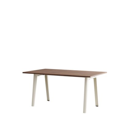 New Modern Dining Table Rectangular, Metal/Wood, 160 x 95 cm, Walnut finish, Cream white