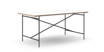 Eiermann 2 Dining Table, White melamine with oak edge, 160 x 83 cm, Black