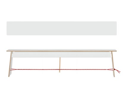 Langer Max Bench, 43 x 180 x 30 cm, FU white, Black and red