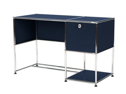 USM Haller Home Office Desk, Steel blue RAL 5011, Without cable entry hole
