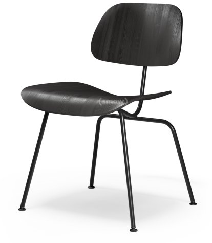 Plywood Group DCM Chair, Black ash, Powder-coated basic dark smooth