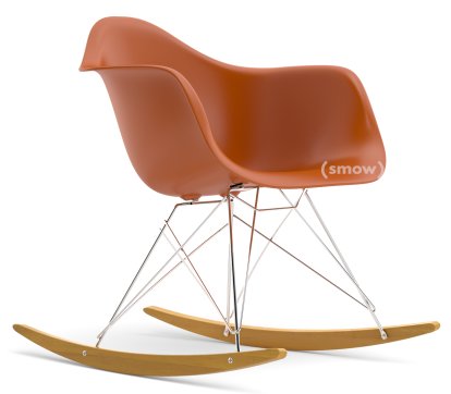 Eames Plastic Armchair RE RAR, Rusty orange, Chrome-plated, Yellowish maple