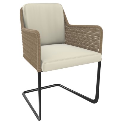 D43 Armchair, Wickerwork I - beige, Leather - cream white, Black