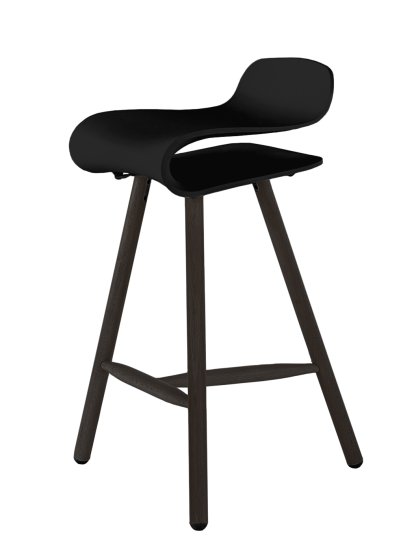 BCN Bar Stool Wood, black, Beech, Shell Colour