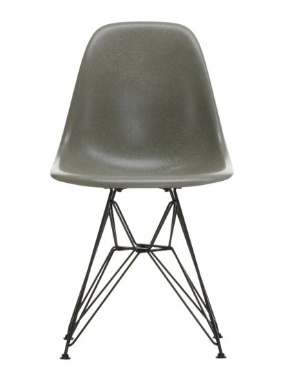 Eames Fiberglass Chair DSR, Eames raw umber, Powder-coated basic dark smooth