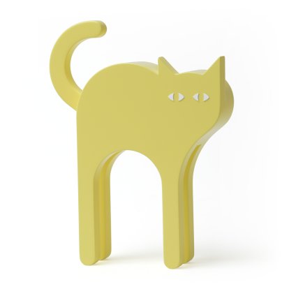 Tecta Cat Karlchen Wooden Figure, Yellow