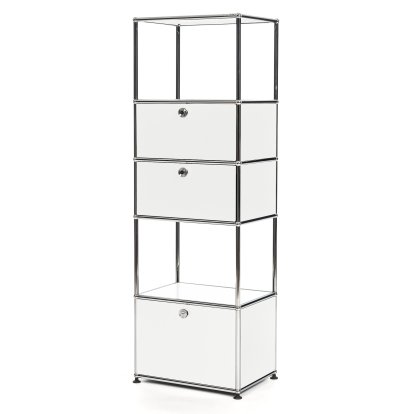 USM Haller Living Room Shelf M Type 2, Pure white RAL 9010, With 2 drop-down doors and 1 ecxtension door (incl. metal box insert)