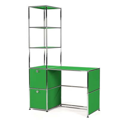 USM Haller Desk With Shelf Unit, USM green