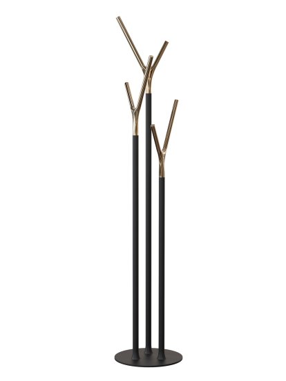 Wishbone Coat Rack, Black matt / polished gold 