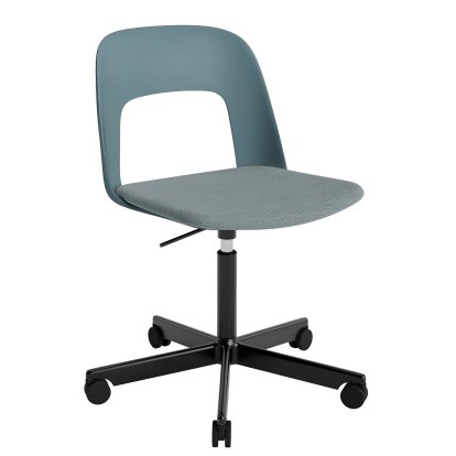 Layout 143 Swivel Chair With Padded Seat, Ocean / Mode 045, Black powder coated aluminium