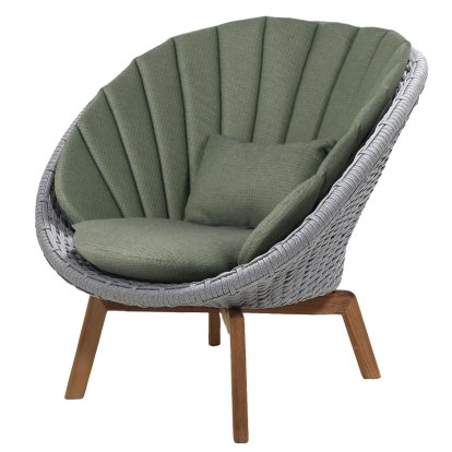 Peacock Lounge Chair, Medium flat soft Rope -Light grey, Link - Dark green