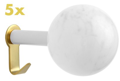 Dots Coat Hooks Set of 5, Brushed brass