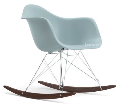 Eames Plastic Armchair RE RAR, Ice grey, Chrome-plated, Dark maple