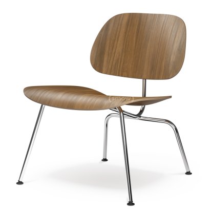 Plywood Group LCM / LCM Leather Chair, Walnut with black pigmentation, Polished chrome