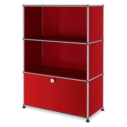USM Haller Highboard M, Customisable, USM ruby red, Open, Open, With drop-down door