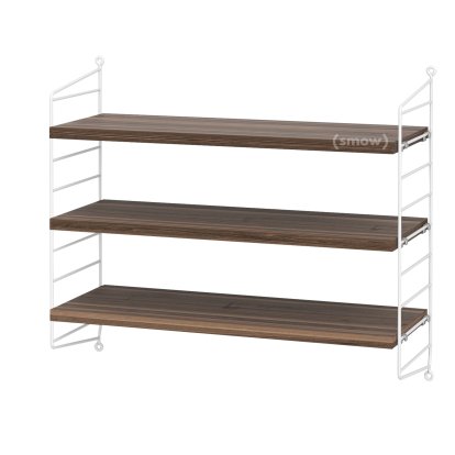 String System Shelf S, 20 cm, White, Walnut veneer