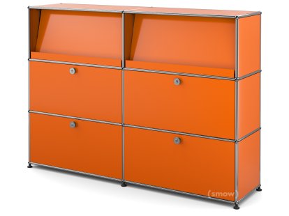 USM Haller Highboard L with Angled Shelves, Pure orange RAL 2004