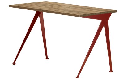 Compas Direction Desk, American walnut solid, oiled, Japanese red