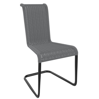 B20 Chair, Wickerwork II, Smoky grey, Black