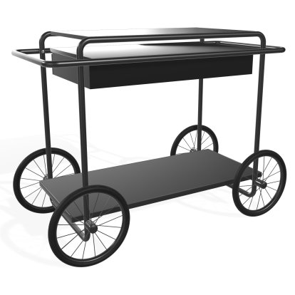 M4RS Serving Trolley, Black lacquered / black, Without bottle holder