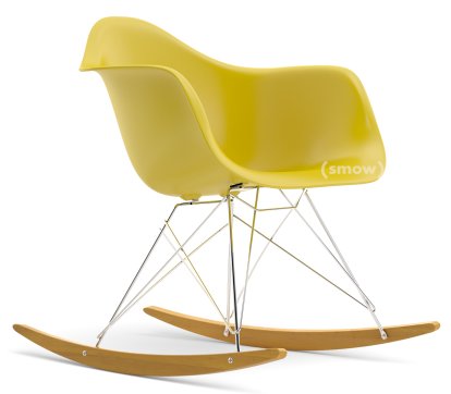 Eames Plastic Armchair RE RAR, Mustard, Chrome-plated, Yellowish maple