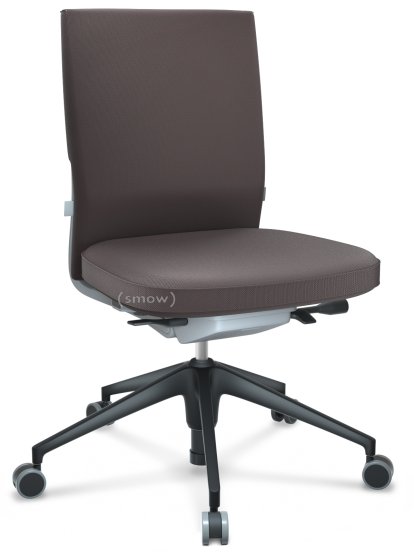 ID Soft, FlowMotion-without tilt mechanism, without seat depth adjustment, Without armrests, 5 star foot , basic dark plastic, Soft grey, Silk mesh seat and back, Brown, Hard castors for carpets