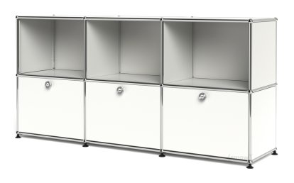 USM Haller Sideboard 50, Customisable, Pure white RAL 9010, Open, With 3 drop-down doors