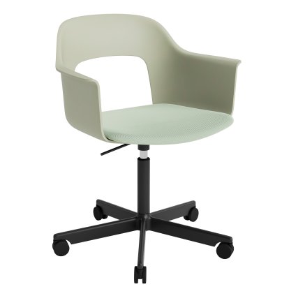 Layout 243 Swivel Armchair with Upholstered seat, Pastel green / Relate 921, Black powder coated aluminium