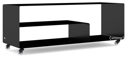Sideboard R 111, Self-coloured, Deep black (RAL 9005), Transparent castors