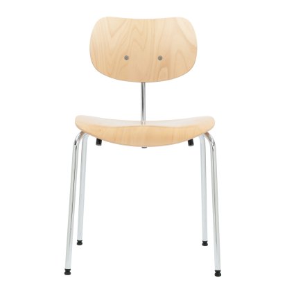 SE 68 Chair, Stackable, Without upholstery, Chrome-plated, Without armrests, Beech, natural