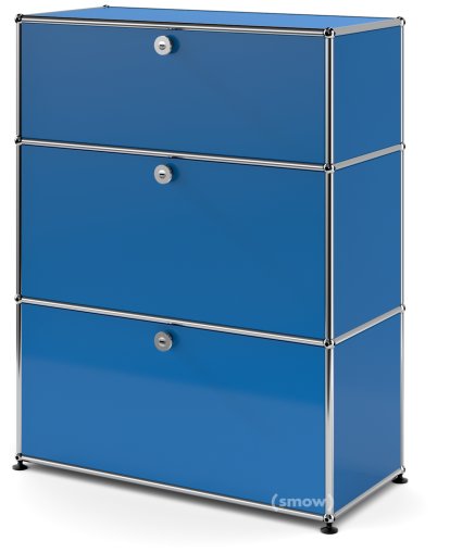USM Haller Storage Unit with 3 Drawers, H 95 + 4 x W 75 x D 35 cm, Gentian blue RAL 5010