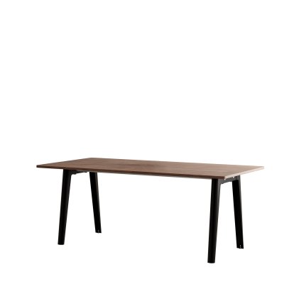 New Modern Dining Table Rectangular, Metal/Wood, 190 x 95 cm, Walnut finish, Graphite black