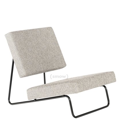 Hirche Lounge Chair, Fabric, salt & pepper, Powder-coated, black, without footstool