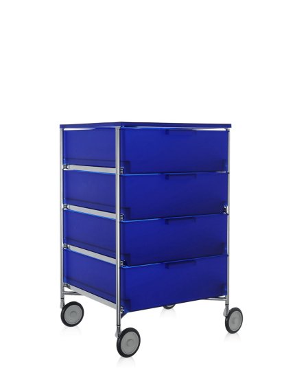 Mobil Container, 4 Drawers - No Compartments, Opal, Cobalt blue