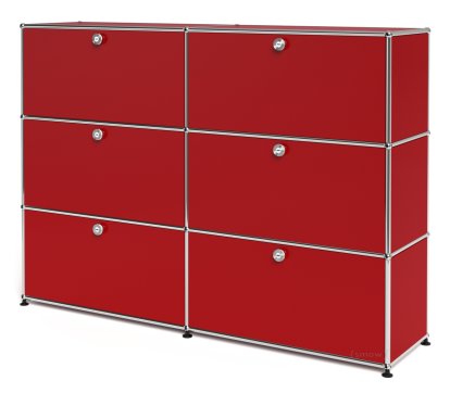 USM Haller Highboard L, Customisable, USM ruby red, With 2 drop-down doors, With 2 drop-down doors, With 2 drop-down doors