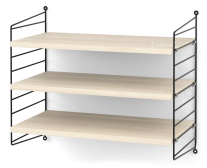 String System Shelf S, 30 cm, Black, Ash veneer