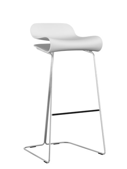 BCN Bar Stool, White, Chrome-plated Steel, Bar version: 76 cm