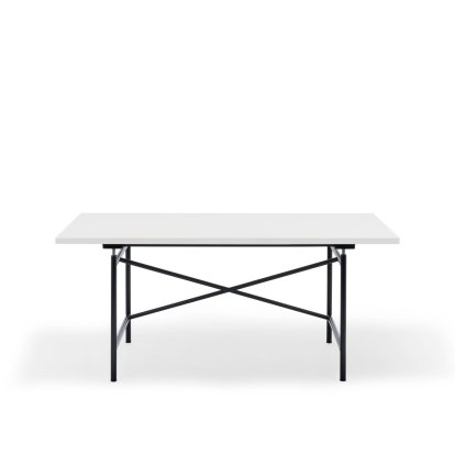 Eiermann 1 Table M (Mechanical Height Adjustment), White melamine with white edge, 160 x 80 cm, Black