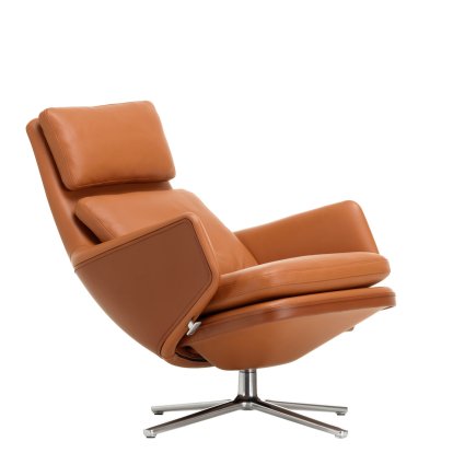 Grand Relax Lounge Chair, Without Ottoman, Leather Premium, cognac, Polished, 46,5 cm
