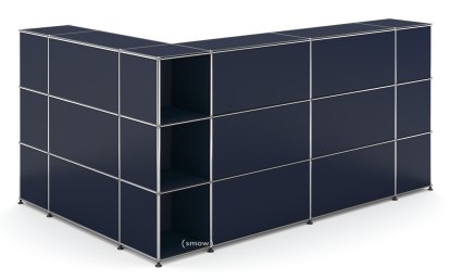 USM Haller Counter Type 4, Steel blue RAL 5011, Corner open
