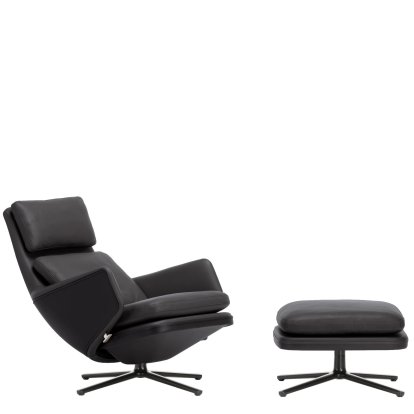 Grand Relax Lounge Chair, With Ottoman, Leather Premium F, nero, Basic dark, 41,5 cm